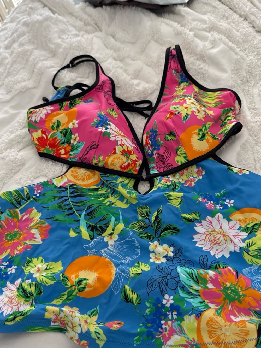Bar III Pink & Blue Floral Kids One-Piece Swimsuit